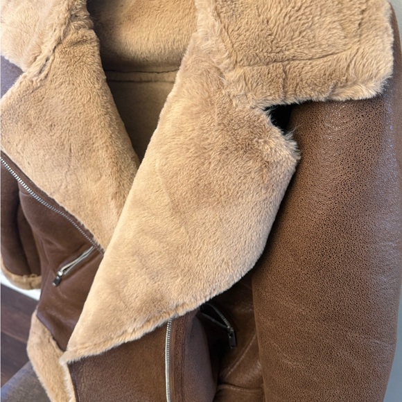 Women's Brown Shearling Jacket - Picture 2 of 10